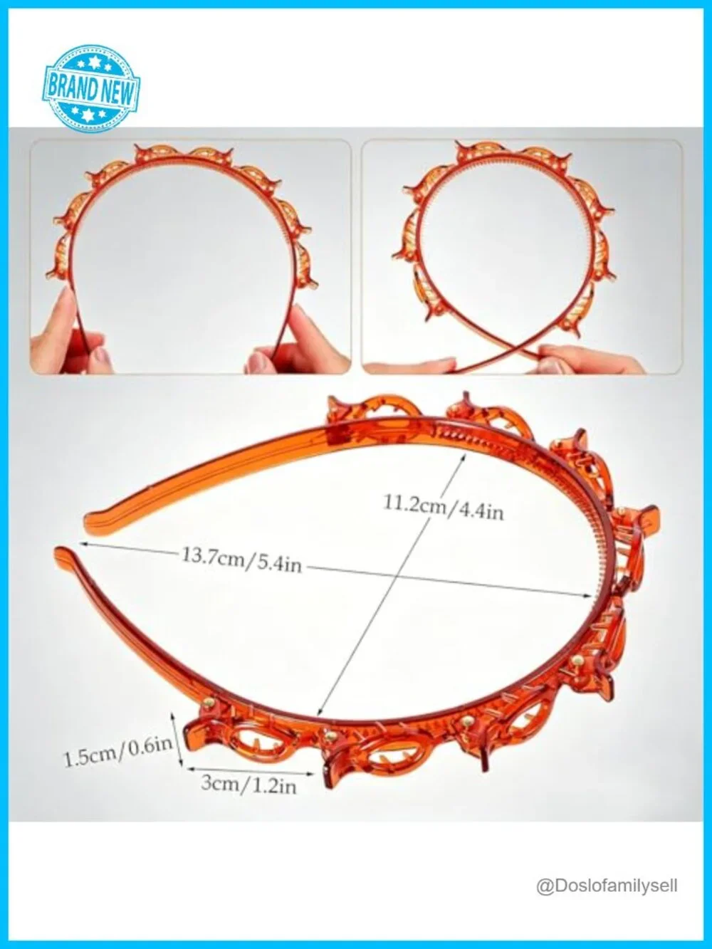 2 Pcs Non-Slip Toothed Hairhoop Braided Tool with Clips